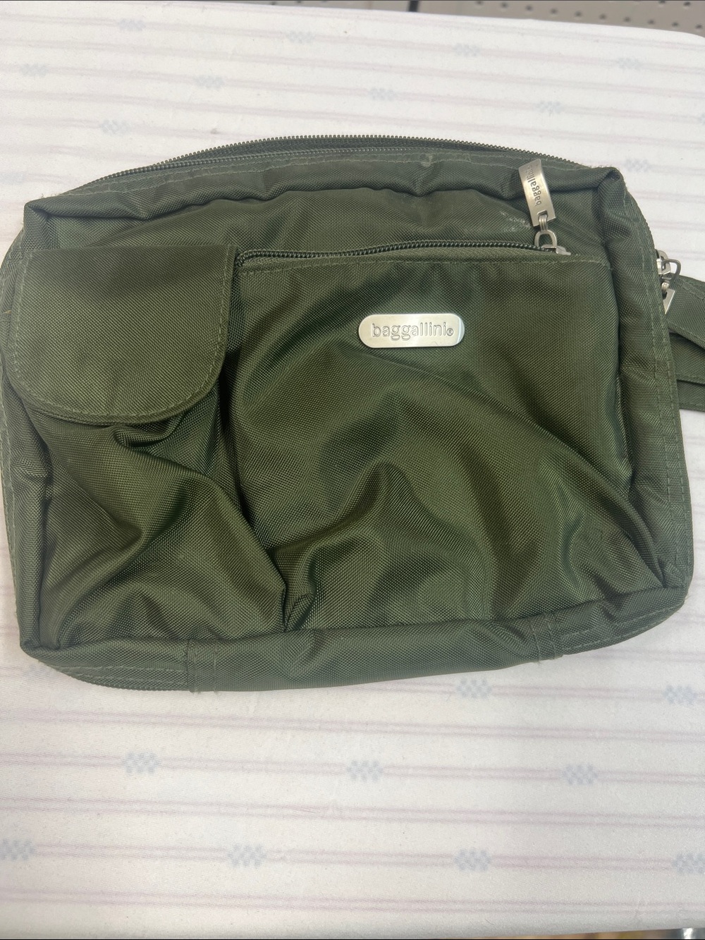 Baggallini Olive Green Toiletry Pouch with Front Pockets